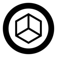 Abstract cube shape Hexagon box icon in circle round black color vector illustration flat style image
