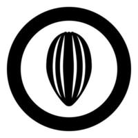 Cacao bob pod Cocoa fruit peel Chocolate seeds icon in circle round black color vector illustration flat style image