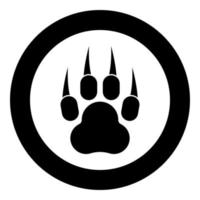 Print paw wild animal with claw track footprint predatory pawprint icon in circle round black color vector illustration solid outline style image