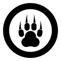 Print paw wild animal with claw track footprint predatory pawprint icon in circle round black color vector illustration solid outline style image