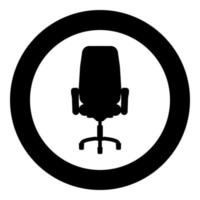 Office chair recliner icon in circle round black color vector illustration image solid outline style