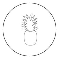 Pineapple the black color icon in circle or round vector