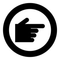 Pointing hand icon black color in circle round vector