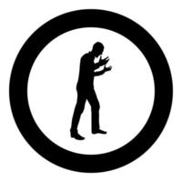 Man screaming in anger silhouette concept conflict icon black color illustration in circle round vector