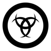 Horn Odin Triple horn of Odin icon in circle round black color vector illustration flat style image