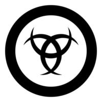 Horn Odin Triple horn of Odin icon in circle round black color vector illustration flat style image