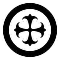 Symbol field lily kreen strong Cross monogram dokonstantinovsky Symbol of the Apostle anchor Hope sign Religious cross icon in circle round black color vector illustration flat style image
