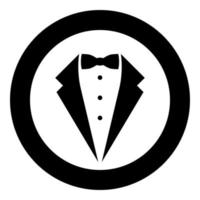 Symbol service dinner jacket bow Tuxedo concept Tux sign Butler gentleman idea Waiter suit icon in circle round black color vector illustration flat style image