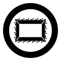 Picture frame icon in circle round black color vector illustration flat style image