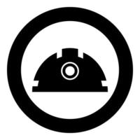 Helmet for construction safety hard hat icon in circle round black color vector illustration solid outline style image