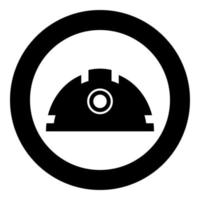 Helmet for construction safety hard hat icon in circle round black color vector illustration solid outline style image