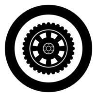 Car wheel Tire icon in circle round black color vector illustration solid outline style image