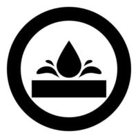 Waterproof Water resistant surface Drop pushing out foundation impermeable fabric wet protection Hydrophobic material icon in circle round black color vector illustration solid outline style image