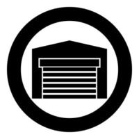 Garage door for car Roller shutter hangar warehouse icon in circle round black color vector illustration image solid outline style