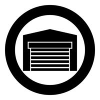 Garage door for car Roller shutter hangar warehouse icon in circle round black color vector illustration image solid outline style