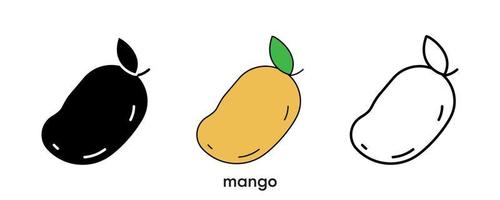 Mango icon design. Mango icon set in silhouette, colorful and linear. Mango icon line vector illustration isolated on a clean background for your web mobile application logo design. line art.