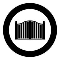 Old gate icon black color in circle round vector