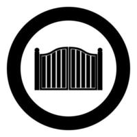 Old gate icon black color in circle round vector