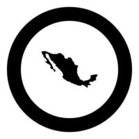 Map of Mexico icon black color in round circle vector