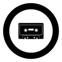 Retro audio cassette icon black color in round circle vector