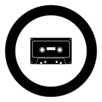 Retro audio cassette icon black color in round circle vector