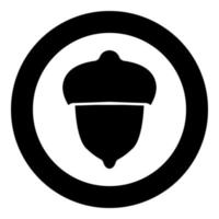 Acorn forest nut icon black color illustration in circle round vector