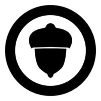 Acorn forest nut icon black color illustration in circle round vector