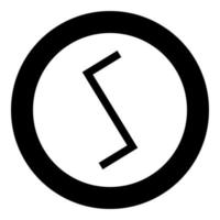 Sowull rune sol sun symbol icon black color vector in circle round illustration flat style image