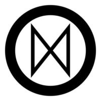 Dagaz rune dawn day symbol icon black color vector in circle round illustration flat style image