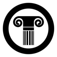 Column ancient style Antique classical column architecture element Pillar Greek roman column icon in circle round black color vector illustration flat style image