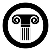 Column ancient style Antique classical column architecture element Pillar Greek roman column icon in circle round black color vector illustration flat style image