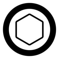 Hexagon shape element icon in circle round black color vector illustration flat style image
