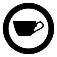 icono de taza de té en círculo redondo color negro vector ilustración imagen de estilo plano