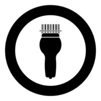 Scanning barcode with hand scanner icon in circle round black color vector illustration flat style image