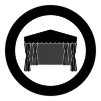 Pavilion for shopping Business tent Marquee for advertising icon in circle round black color vector illustration flat style image