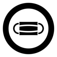Disposable medical mask Face hospital pollution protect virus COVID 19 from coronavirus icon in circle round black color vector illustration flat style image