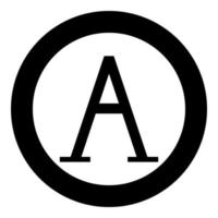 Alpha greek symbol capital letter uppercase font icon in circle round black color vector illustration flat style image