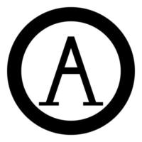 Alpha greek symbol capital letter uppercase font icon in circle round black color vector illustration flat style image