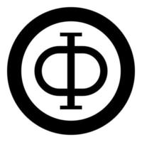 Phi greek symbol capital letter uppercase font icon in circle round black color vector illustration flat style image