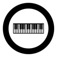 Pianino music keys ivory synthesizer icon in circle round black color vector illustration image solid outline style