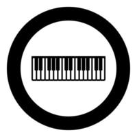 Pianino music keys ivory synthesizer icon in circle round black color vector illustration image solid outline style