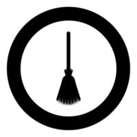 Broom besom broomstick icon in circle round black color vector illustration image solid outline style