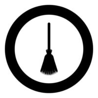 Broom besom broomstick icon in circle round black color vector illustration image solid outline style