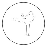 icono de hombre de karate color negro en círculo vector