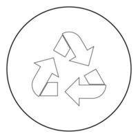 Recycling arrows in a circle the black color icon in circle or round vector