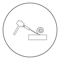 Hammer and wood carpentry icon black color in circle vector