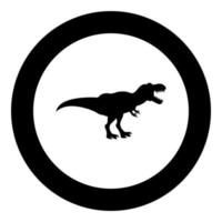 dinosaurio tiranosaurio t rex icono color negro en círculo redondo vector