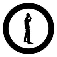 Man drinking wine from glass icon black color vector in circle round illustration flat style image