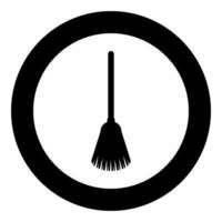 Broom Besom made from twigs Tool for cleaning Sweep concept Panicle Halloween accessory icon in circle round black color vector illustration solid outline style image