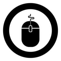 Computer mouse icon in circle round black color vector illustration solid outline style image